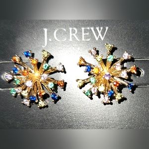 J Crew Rainbow Crystal Sunburst Earrings New